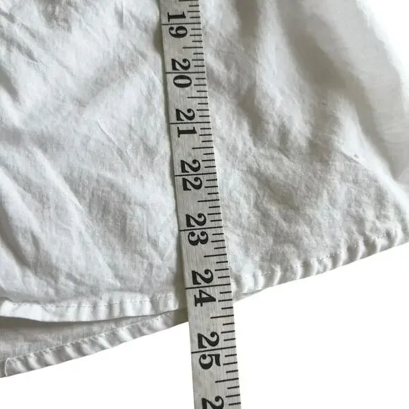 Anne Fontaine White 3/4 Bell Sleeve Embroidered Lace Ruffle Collar Blouse Sz 10 - Picture 9 of 10